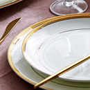 盘子碗套装 自由组合家用中式 碗碟 金边陶瓷菜盘碟子骨瓷中式 好看