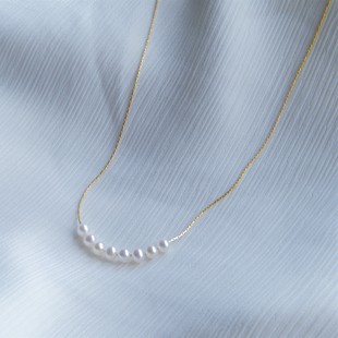 强光淡水日本海水小珍珠项链女美产14k包金冷淡风小众设计气质女