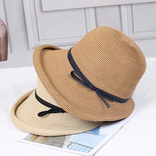 日本草帽代购 女小清晰夏季 名媛风沙滩帽 时尚 编织防晒遮阳网红同款