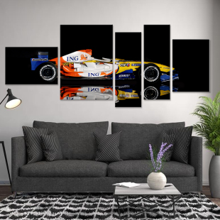 餐厅现代装 赛车挂画 饰套画大厅玄关壁画创意法拉利雷诺F1方程式
