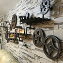 美式 墙上壁饰酒吧ktv创意家居壁挂 复古工业风木质铁管齿轮置物架