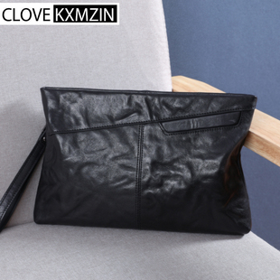 Clove Kxmzin男士 大容量软皮复古男包手拿包潮 真皮手包信封包时尚