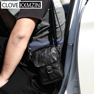 CloveKxmzin真皮斜挎手机包休闲男包韩版 单肩包小包 头层牛皮竖款