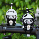 熊猫自行车摆件头盔电动摩托车小黄鸭可爱破风鸭装 饰品小挂件配件