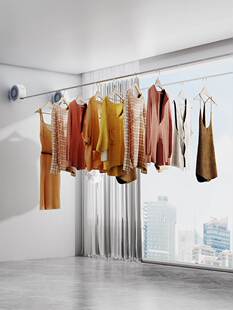 日式 晾衣绳阳台隐形伸缩家用免打孔室内壁挂隐藏收缩杆晾晒衣架子