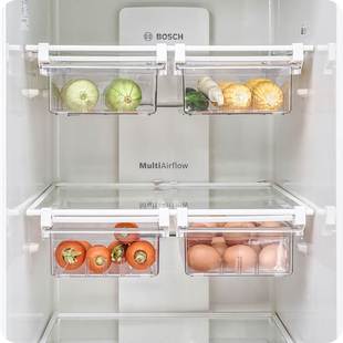 冰箱内部隔板层收纳盒抽屉式 鸡蛋食物保鲜挂架冷藏整理分层置物架