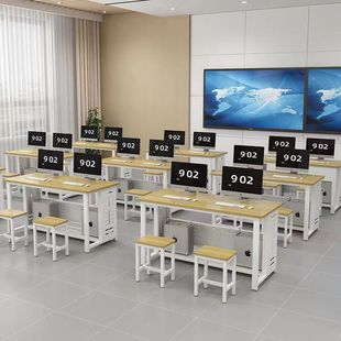 学校机房电脑桌微机编程机器人教室培训班计算机台式 双人实训桌椅