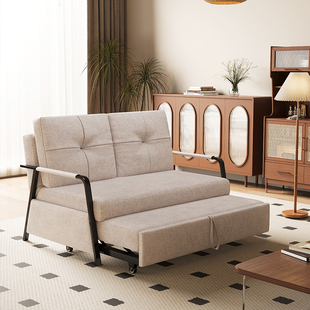 北欧多功能沙发床双人推拉两用极简小户型客厅可折叠沙发科技布