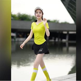 三件套 专业训练服 健身服女春夏季 跑步衣服紧身运动上衣短袖