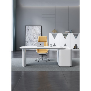 时尚 经理办公桌白色烤漆老板桌简约现代家用书桌桌椅组合办公家具