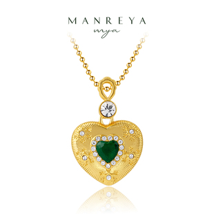 Manreya玛芮雅心电感应中古铜镀金项链法式 浪漫情人节小众设计