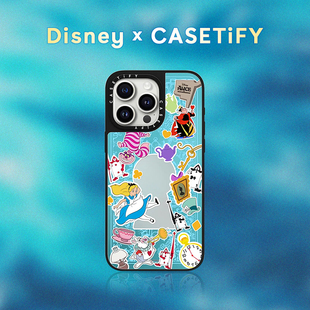 CASETiFY Disney 适用于iPhone15 Pro 爱丽丝梦游仙境贴纸 Plus Max镜面手机壳