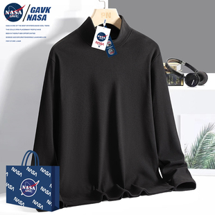 NASA GAVK情侣新款 卫衣内搭打宽松上衣 德绒低领男春秋冬2023新款