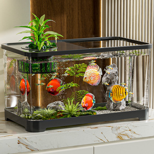 鱼缸生态水族箱塑料金鱼缸带盖透明客厅小型豪华造景乌龟缸桌面缸