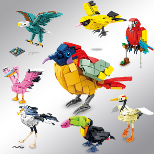 男女孩益智拼装 玩具鸟类动物昆虫小颗粒积木拼图模型61儿童节礼物