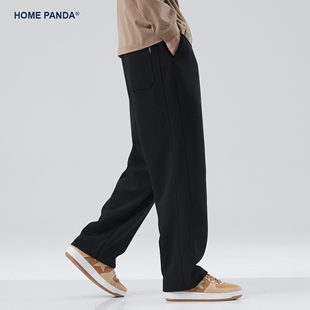 HomePanda重磅灰色卫裤 男春秋季 宽松直筒黑色阔腿美式 休闲运动裤