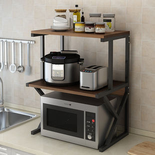 厨房置物架落地多层收纳架台面双层烤箱架子厨房用品微波炉置物架