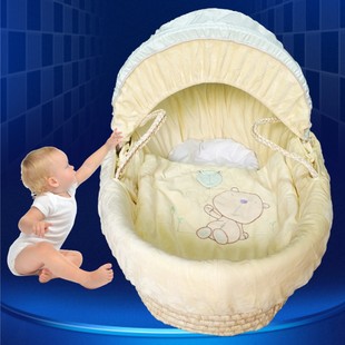 婴儿车载睡床宝宝摇篮手提提篮平躺新生出院篮子老式 摇窝便携式