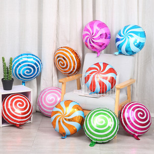 卡通铝膜气球18寸圆形棒棒糖儿童生日派对宝宝周岁布置装 饰用品