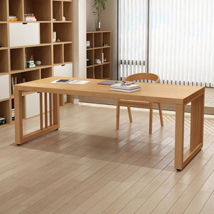 实木书桌工作台家用书房写字桌现代简约电脑桌办公桌长条桌学习桌