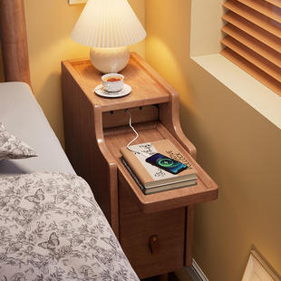 实木床头柜简约现代迷你小型极窄床边柜超窄20公分窄边夹缝置物架