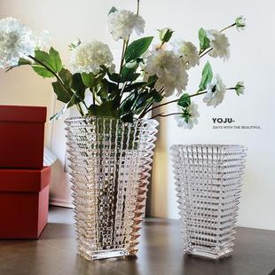 欧式 水晶玻璃花瓶高级感客厅餐桌透明插花摆件网红ins风鲜花花瓶
