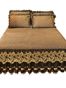 高档新款 欧式 床单 轻奢加厚夹棉水晶绒床裙床罩三件套单件床套冬季