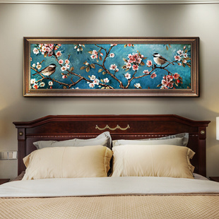美式 卧室装 饰画床头挂画客厅沙发背景墙壁画田园花鸟单幅大气欧式