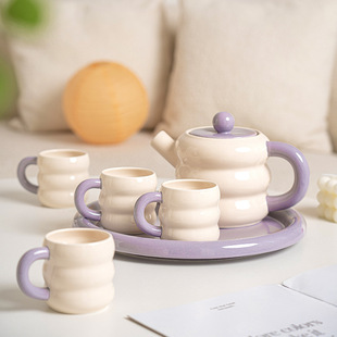 设计款 高颜值陶瓷凉水壶水杯家用茶壶茶杯客厅花茶具 礼盒水具套装