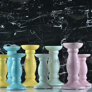 极简后现代风格 烛台家居餐桌桌面摆台饰品 新古典彩色陶瓷创意时尚