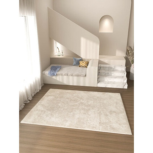 卧室暖真丝客厅地毯垫素色纯色短毛全铺床边地毯驼色纯色短毛款