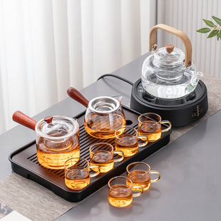 玻璃茶具套装 茶盘全套侧把泡茶壶家用客厅功夫茶茶道办公室用茶杯