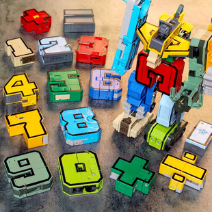 数字字母变形玩具合体益智机器人队3拼装 6岁 儿战童男孩4金刚5套装
