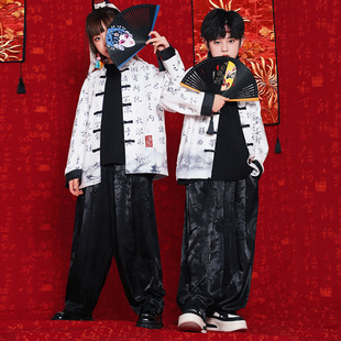 科目三舞蹈服装 六一儿童演出服中国风唐装 少儿街舞表演服嘻哈 套装