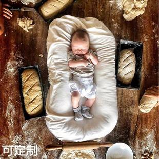 棉色新生儿子宫仿生床便携式 折叠舒适婴儿床中床 可拆洗式