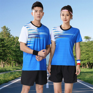 圆领羽毛球服套装 男女运动比赛队服马拉松跑步服乒乓球衣班级定制