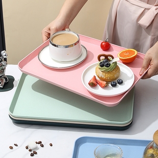 大号托盘水杯茶盘塑料长方形托盘纯色家用幼儿园餐盘面包盘子商