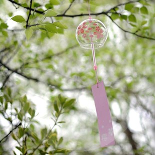 玻璃樱花风铃铃铛创意卧室挂件冥想夏日和风挂饰门饰女生日本日式