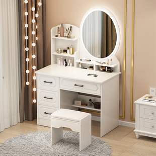 欧式 梳妆台女孩卧室现代简约ins风小户型高级感化妆桌收纳柜一体
