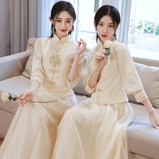 中式 国风小众高级感伴娘团旗袍秀禾显瘦 婚礼姐妹裙伴娘服2024新款