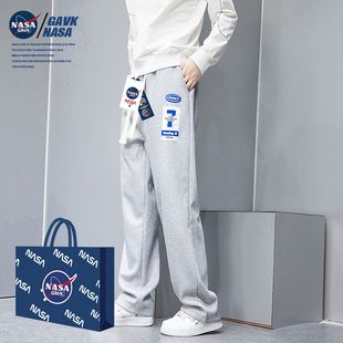 GAVK裤 休闲长裤 NASA 子男款 春季 高街潮牌直筒黑色宽松春运动卫裤