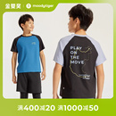 moodytiger男童短袖 T恤夏季 圆领印花拼接透气吸汗户外运动t 新款