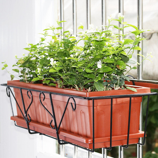 阳台栏杆花架挂式 长方形种菜花盆简约铁架悬挂阳台种菜草莓盆挂架