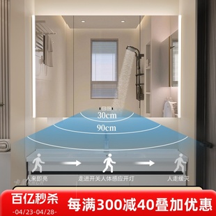 感应智能除雾不锈钢浴室柜镜柜单独挂墙式 带灯卫生间沥水收纳定制