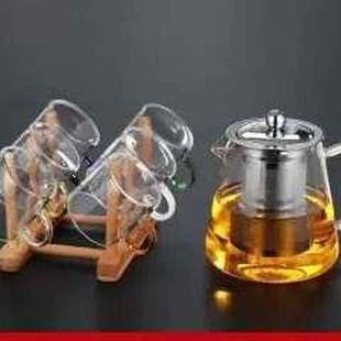 促玻璃小茶杯功夫茶具耐t热加厚家用透明喝水杯子6只装 泡茶厂 套装