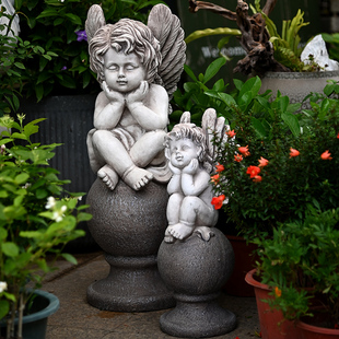 花园装 天使摆件户外可爱人物雕塑园林别墅庭院露台阳台布置 饰欧式