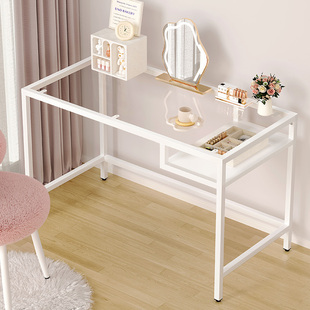 新款 奶油风梳妆台玻璃化妆桌现代简约小户型女生卧室家用办公桌子