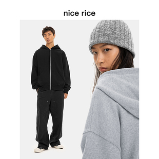 nice rice好饭 NEQ04009 r.系列500G全棉拉链连帽卫衣 商场同款