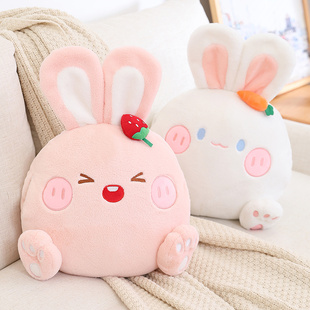 可爱小白兔子暖手抱枕毯三合一女生睡觉午睡枕头毛绒玩具玩偶娃娃