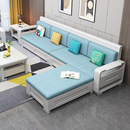 实木沙发简约现代中式 高靠储物布艺冬夏两用白色客厅小户型家具